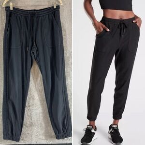 ATHLETA Farallon Joggers Size 4 Cotton Spandex Black Gray Mid-Rise